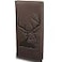 DK86 Deer Long Wallet For Men Full Grain Leather Rfid Blocking Rodeo Wallet Bifold Wallet Deer Wallet Coffee