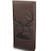 DK86 Deer Long Wallet For Men Full Grain Leather Rfid Blocking Rodeo Wallet Bifold Wallet Deer Wallet Coffee