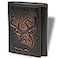 DK86 Deer Trifold Wallets for Men Full Grain Leather with Hand Burnished TriFold Wallet RFID Blocking Black and Brown