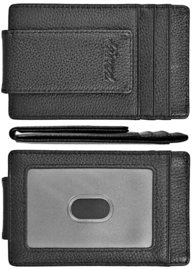 kinzd Money Clip Front Pocket WalletLeather RFID Blocking Strong Magnet thin Wallet A Litch Pattern Black One Size