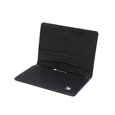 Thread Wallets RFID Blocking Slim Leather Bifold Wallet with Card Protection Black