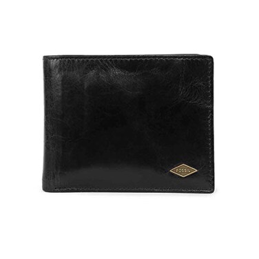 Fossil Mens Wallet Ryan Leather RFIDBlocking Wallet Bifold Passcase with Removable Card Case Black