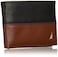 Nautica Mens Bifold Leather Wallet RFID Blocking ID Window Card Slots Organization Durable Stylish Two Tone BlackCognac