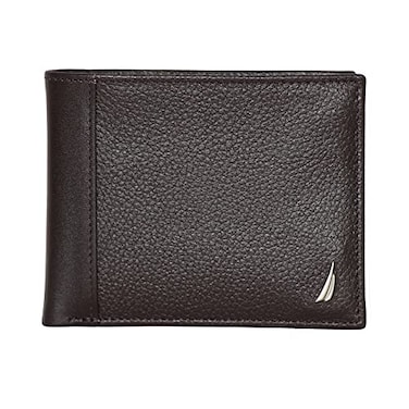 Nautica Mens Bifold Leather Wallet RFID Blocking ID Window Card Slots Organization Durable Stylish JClass Brown