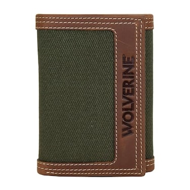 WOLVERINE Mens Trifold Wallet RFID Blocking Work Brown CanvasLeatherBlackOlive One Size