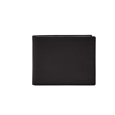 Fossil Mens Wallet Derrick Leather RFIDBlocking Wallet Bifold Passcase with Removable Card Case Black