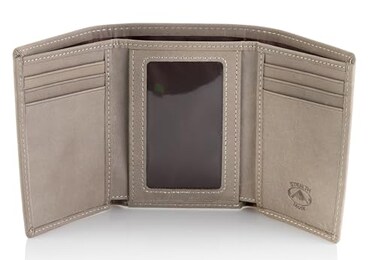 Stealth Mode Trifold Leather Wallet for Men with RFID Blocking Grey