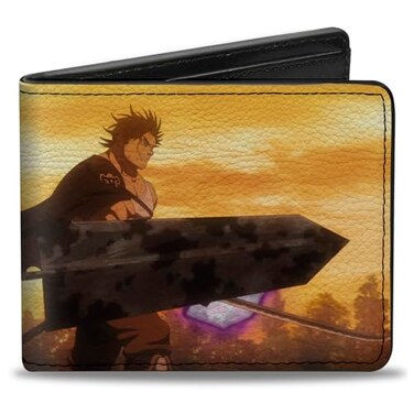 Buckle-Down BuckleDown Crunchyroll Wallet Bifold Black Clover Asta Holding Demon Slayer Swowd and Yami Scene Vegan Leather