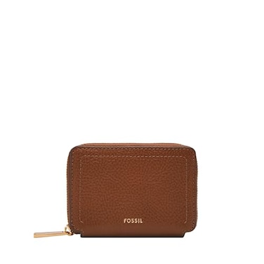 Fossil Womens Wallet Logan LiteHide Leather RFID Blocking Zip Around Card Case Wallet for Women Medium Brown