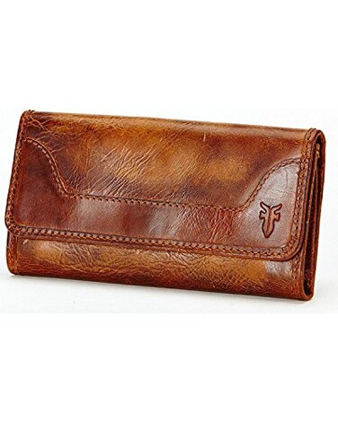 Frye Melissa Wallet Cognac Antique Pull Up One Size