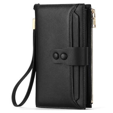 SENDEFN SENDFN Large Womens Wallet Leather RFID Blocking Multi Card Organizer Wristlet