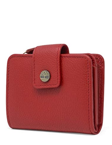 Timberland Womens Leather Rfid Small Indexer Wallet Billfold Red One Size