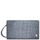 Anuschka Womens Original HandPainted Genuine Leather RFID Blocking Organizer Wallet Croco Embossed Silver Gray