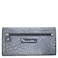 Anuschka Womens Original HandPainted Genuine Leather RFID Blocking Three Fold Wallet Croco Embossed Silver Gray
