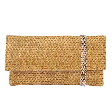 JNB Raffia Straw Clutch Natural Medium