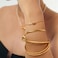 Kainier 3mm 14K Gold Plated Bangle Bracelets 3mm Elegant Thin Round Bangles for Women Stackable Oval Solid Bracelets Sets Ideal Gift for Love Gold A 80 Inches