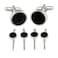 Cuff-Daddy Mens Black Onyx SpringBack Tuxedo Cufflinks Studs Formal Set with Presentation Gift Box