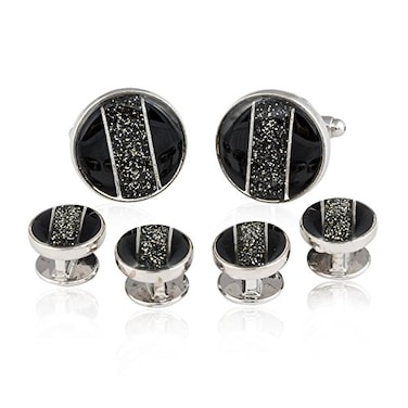Cuff-Daddy CuffDaddy Striped Diamond Dust Formal Set with Presentation Box MADE IN USA
