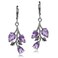 Silvershake 466ct Genuine Amethyst 925 Sterling Silver Leaf Leverback Dangle Earrings