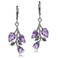 Silvershake 466ct Genuine Amethyst 925 Sterling Silver Leaf Leverback Dangle Earrings