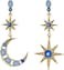 Betsey Johnson Celestial Moon Star Drop Earrings
