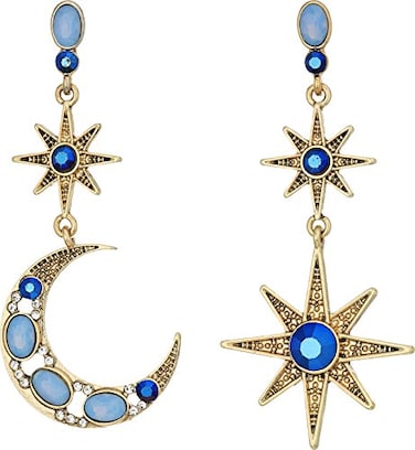 Betsey Johnson Celestial Moon Star Drop Earrings