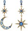Betsey Johnson Celestial Moon Star Drop Earrings