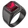 SINLEO Mens Stainless Steel Square Gemstone Ring Statement Wedding Band Ruby Stone Black Red Size 10
