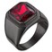 SINLEO Mens Stainless Steel Square Gemstone Ring Statement Wedding Band Ruby Stone Black Red Size 10