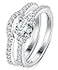 BORUO 925 Sterling Silver Ring Cubic Zirconia CZ 2pc Wedding Band Stackable Ring Set Size 9