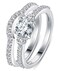 BORUO 925 Sterling Silver Ring Cubic Zirconia CZ 2pc Wedding Band Stackable Ring Set Size 8