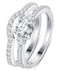 BORUO 925 Sterling Silver Ring Cubic Zirconia CZ 2pc Wedding Band Stackable Ring Set Size 65