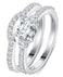 BORUO 925 Sterling Silver Ring Cubic Zirconia CZ 2pc Wedding Band Stackable Ring Set Size 65
