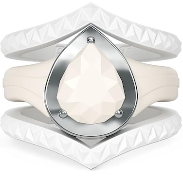 Rinfit Silicone Rings Women Rubber Wedding Bands Stackable Ring Enhancer Metal Framed Pear Pack C WhiteSilver 2 Stackable Rings Size 7