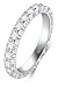 BORUO 925 Sterling Silver Ring Cubic Zirconia CZ Wedding Band Stackable Ring 3mm Size 6
