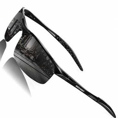 ROCKNIGHT Polarized Rectangular Sunglasses for Men Driving UV400 Protection Lightweight AlMg Frame