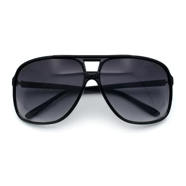 SA106 Oversize Large Thin Plastic Racer Mens Sport Sunglasses Black Frame Gradient Black Lens