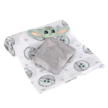 LambsIvy Lambs Ivy Star Wars Baby YodaThe Child Swaddle Blanket Lovey Gift Set