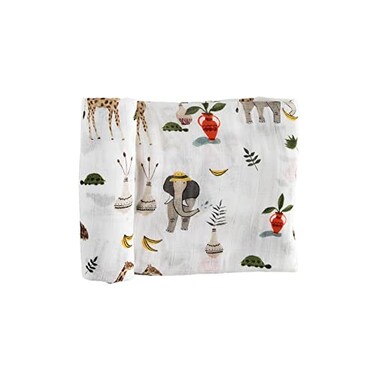 Little Unicorn SafariSocial Deluxe Swaddle Single 100 Rayon Muslin from Bamboo Super Soft Newborns and Infants Large 47 x 47 Machine Washable