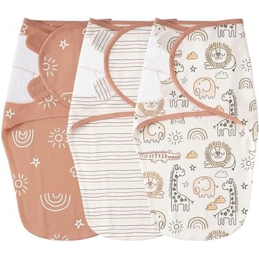 Yoofoss Baby Swaddles for Newborns 100 Cotton Adjustable Swaddle 03 Months 3 Pack Newborn Swaddle Sack Breathable SoftSmall