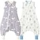 Nivolltha 2 Pack Super Soft 05 TOG Sleep Sack with Legs 100 Organic Cotton Side Open Toddler Sleep Sack with Feet Bear Bluebell Size L