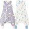 Nivolltha 2 Pack Super Soft 05 TOG Sleep Sack with Legs 100 Organic Cotton Side Open Toddler Sleep Sack with Feet Bear Bluebell Size L