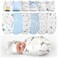 Ramede 6 Pack Preemie Swaddle Blanket with Hats Sleep Swaddle for Baby Boy Girl Preemie Newborn Sacks Soft Cotton WearablePlanetBlue