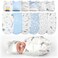 Ramede 6 Pack Preemie Swaddle Blanket with Hats Sleep Swaddle for Baby Boy Girl Preemie Newborn Sacks Soft Cotton WearablePlanetBlue