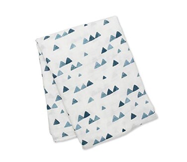 lulujo Baby Muslin Silky Soft Swaddling Blanket Navy Triangles 47 x 47Inches