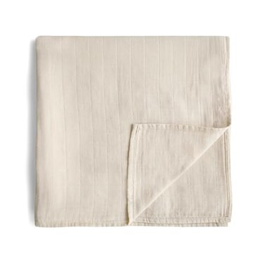 mushie Muslin Baby Swaddle Blanket 100 Organic Cotton Fog
