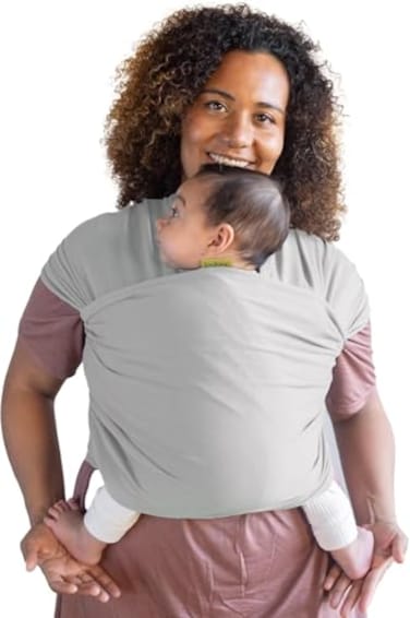 Boba Baby Wrap Carrier Original Baby Sling Carrier for Newborns 735 lbs Soft Secure HandsFree Ergonomic Ideal for Comfortable Bonding New Parents Serenity Light Grey