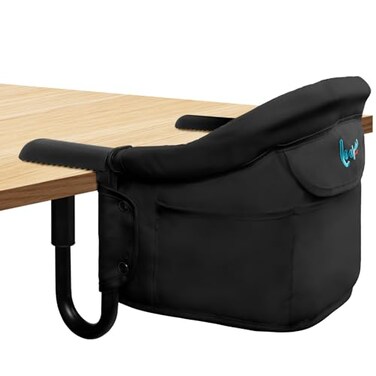 lulunemo Hook on High ChairPortable Foldable High Chair for Babies 636 Months Includes Storage Bag Black