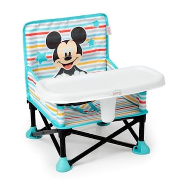 Bright Starts Disney Mickey Mouse Pop N Sit Portable Booster IndoorOutdoor Use Floor Seat with Feeding Tray Blue 6 Mos 3 Yrs