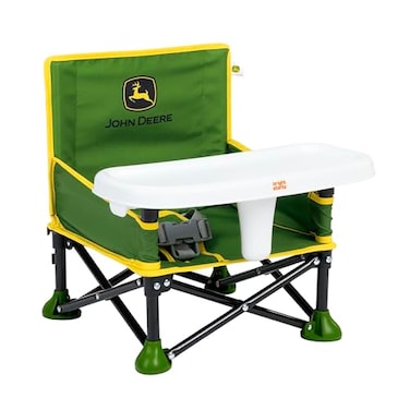 Bright Starts John Deere Pop N Sit Portable Booster Chair Floor Seat IndoorOutdoor Use Compact Fold Green and Yellow 6 Mos 3 Yrs